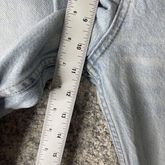 Zara Jeans Womens 10 Light Wash Distressed Straight Leg Raw Hem High Rise - Picture 4 of 11